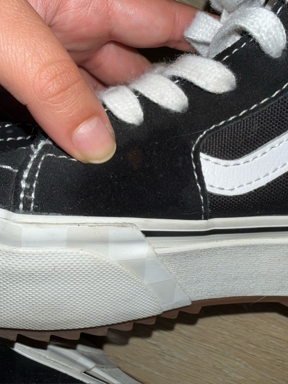 Vans Sk8-Hi Stacked Black, White & Gum Platform Shoes - Picture 9 of 10
